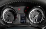 Instruments are clear enough. Display between them shows gear position, time, trip mileage and fuel economy  Suzuki Kizashi instrument cluster
