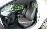 Front seats are thin but surprisingly comfortable, although you sit a little high Toyota iQ front seats