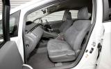 Mock suede-trimmed seats are very comfortable but lack electric adjustment Toyota Prius interior
