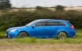 Stiffer suspension and big alloys should be a recipe for disaster. They’re not Vauxhall Insignia VXR estate side profile