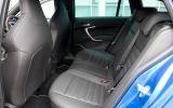 Rear passenger space isn’t as impressive as up front but it’s fine for the class Vauxhall Insignia VXR rear seats