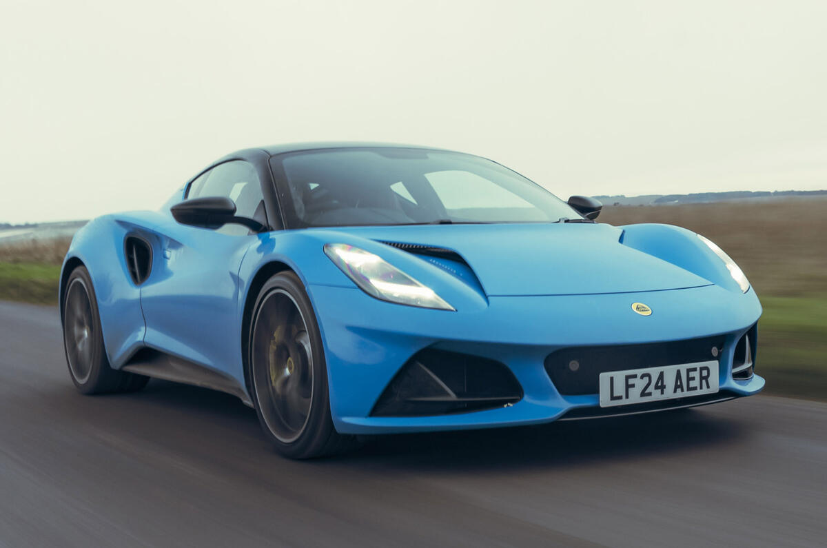 01 Lotus Emira V6 2025 Autocar road test review front driving