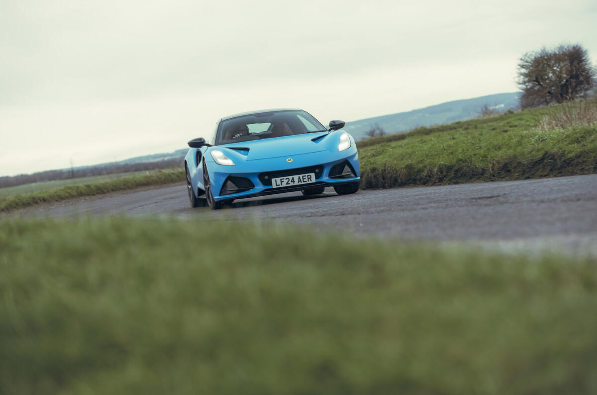 02 Lotus Emira V6 2025 Autocar road test review front cornering