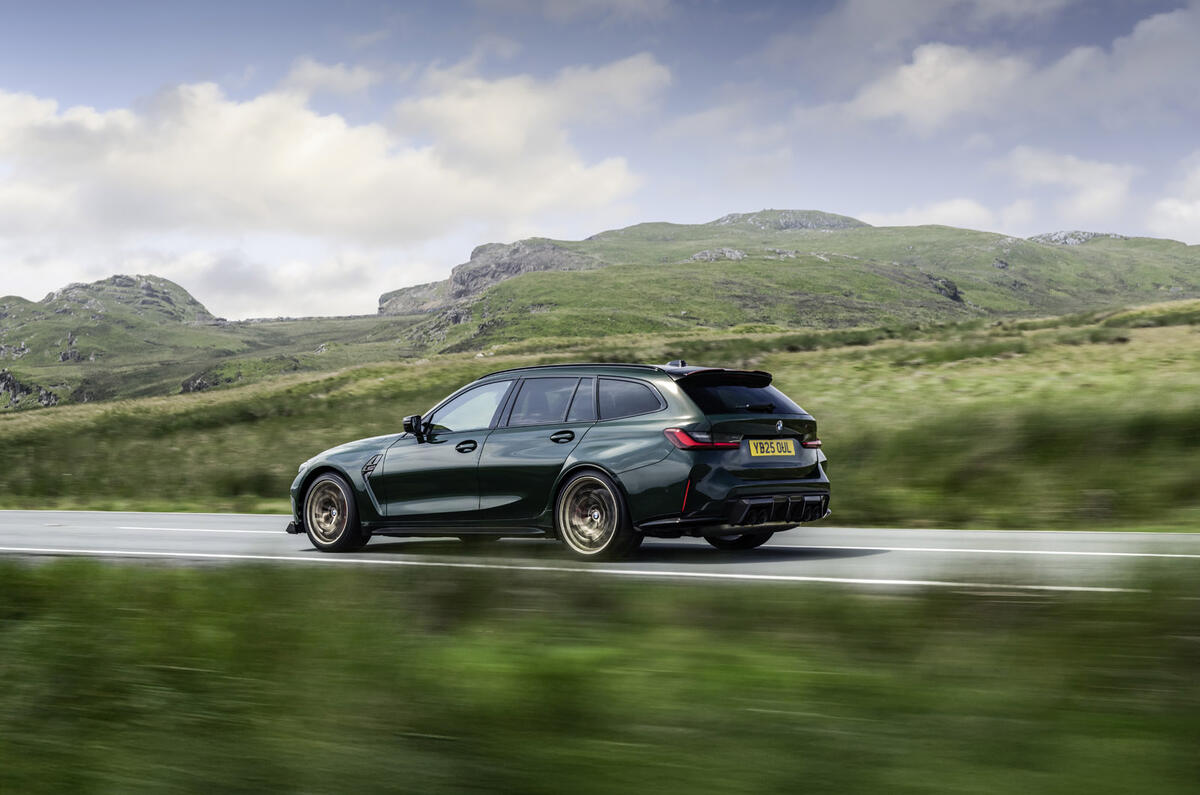 03 BMW M3 CS Touring 2025 Autocar review side driving 03 BMW M3 CS Touring 2025 Autocar review side driving