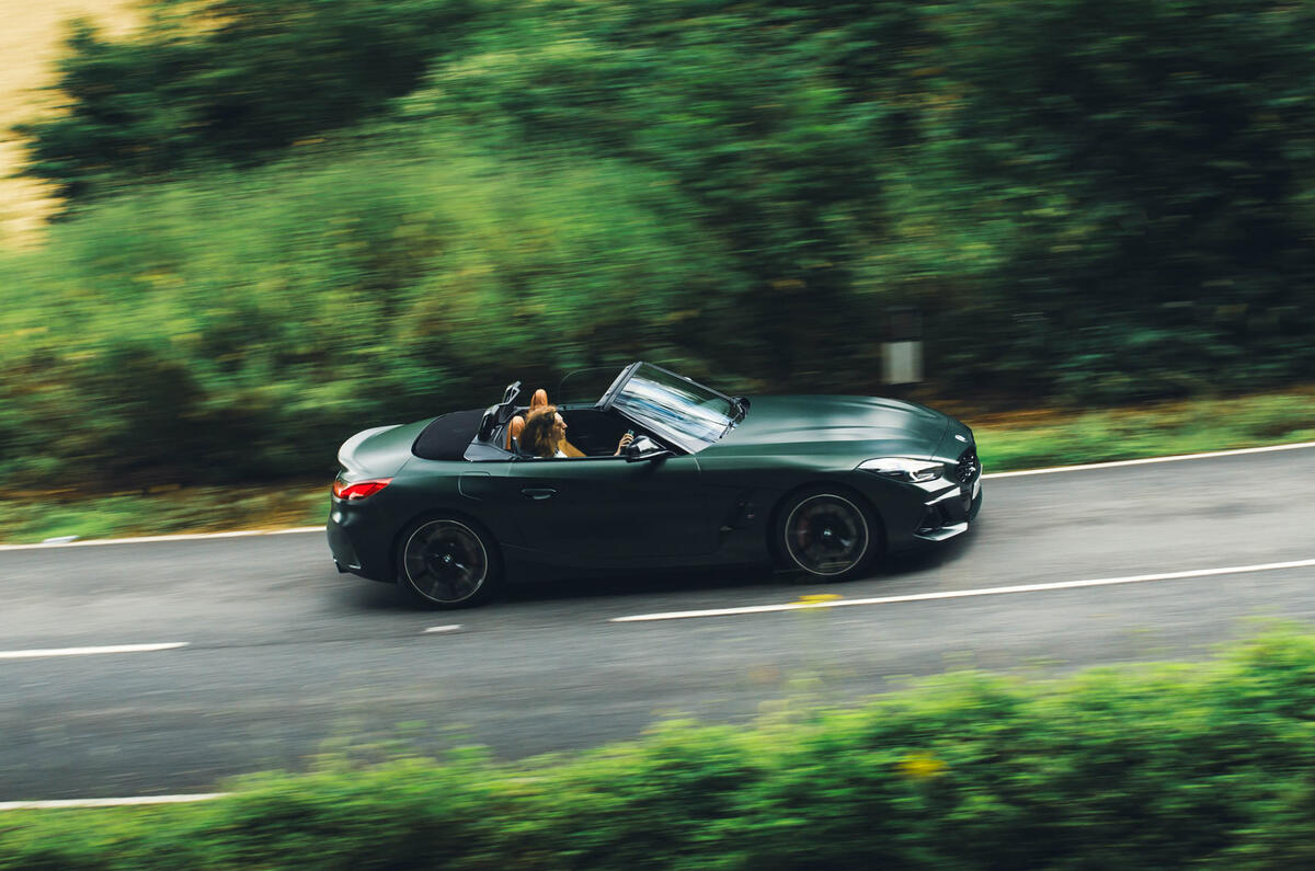 03 BMW Z4 manual 2024 review side driving 03 BMW Z4 manual 2024 review side driving