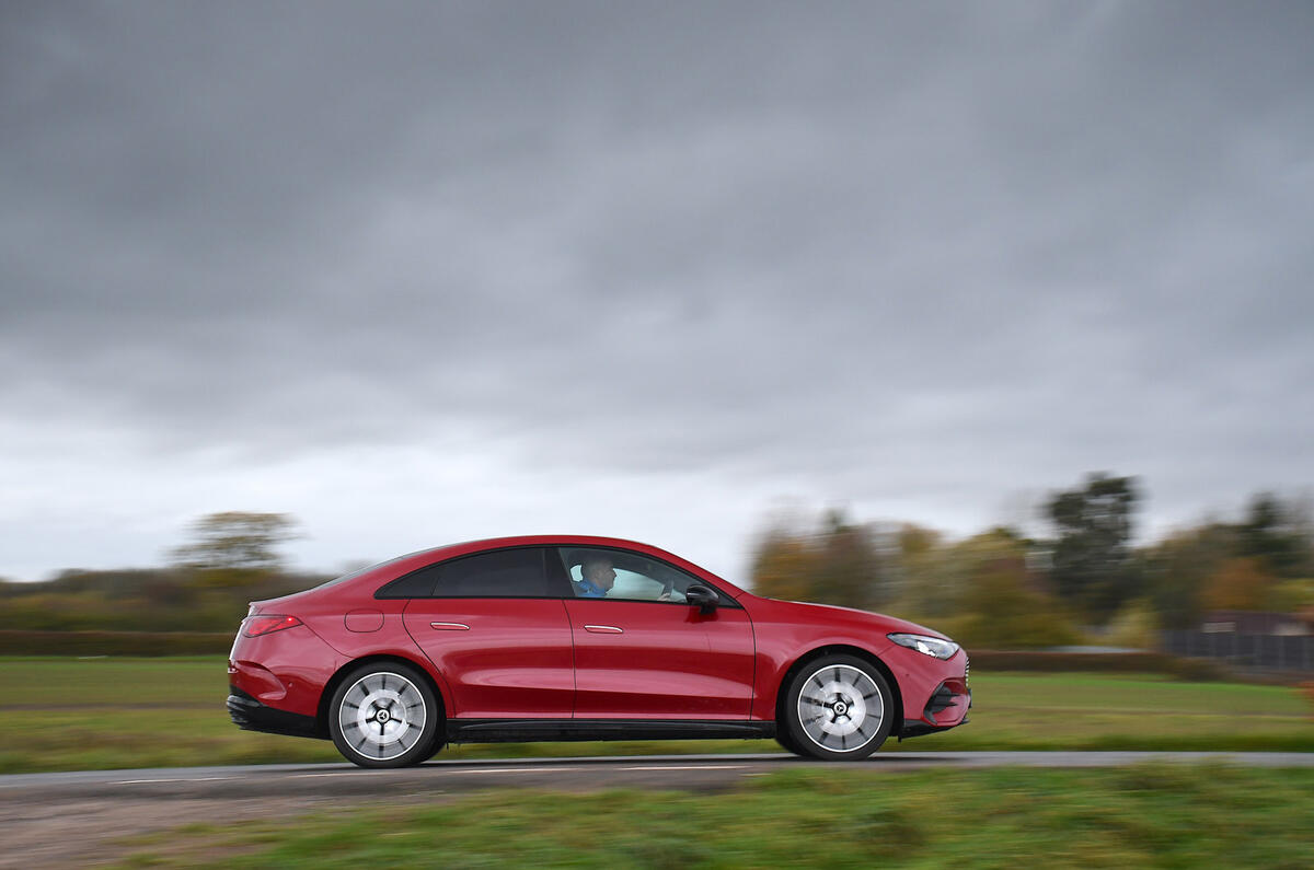 03 Mercedes Benz CLA EV 2026 Autocar road test review side driving