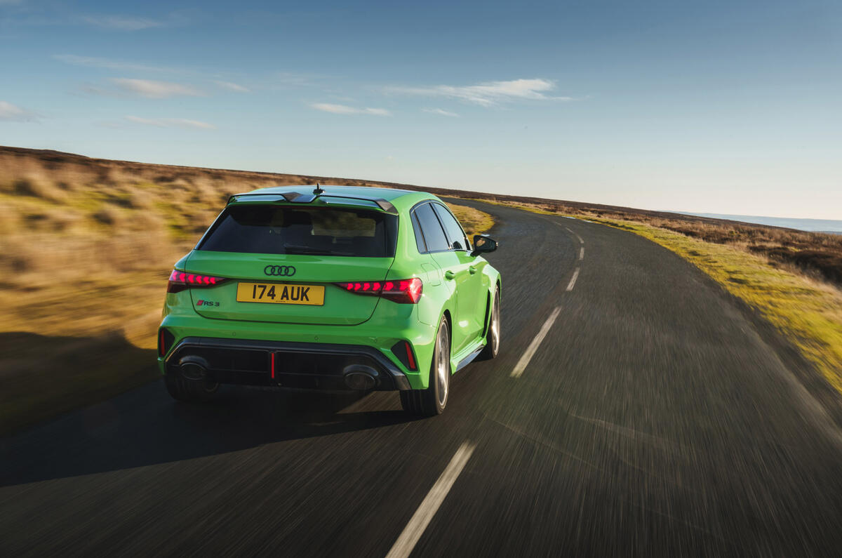 RS3 rear three-quarter with new diffuser and quad exhaust