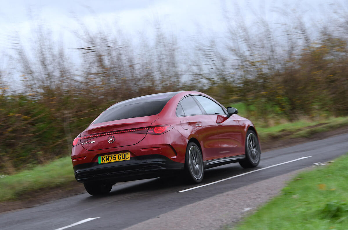 04 Mercedes Benz CLA EV 2026 Autocar road test review rear cornering