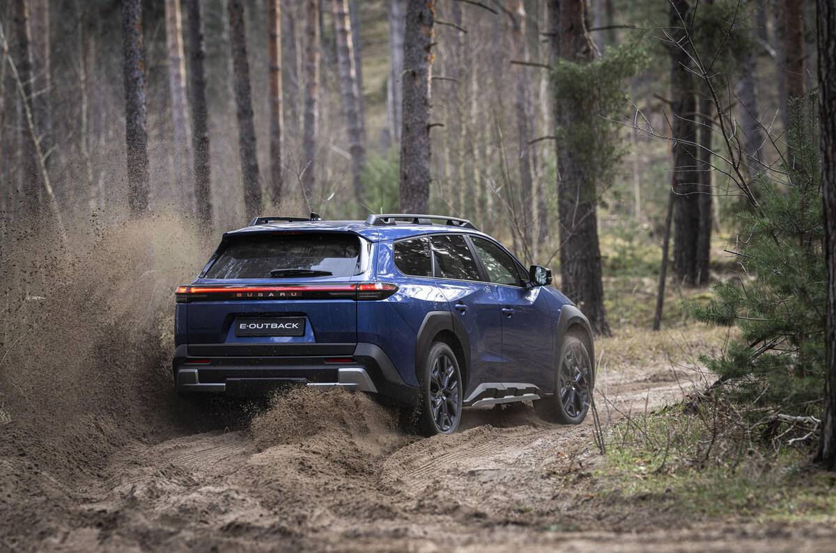 04 Subaru E Outback review rear cornering offroad