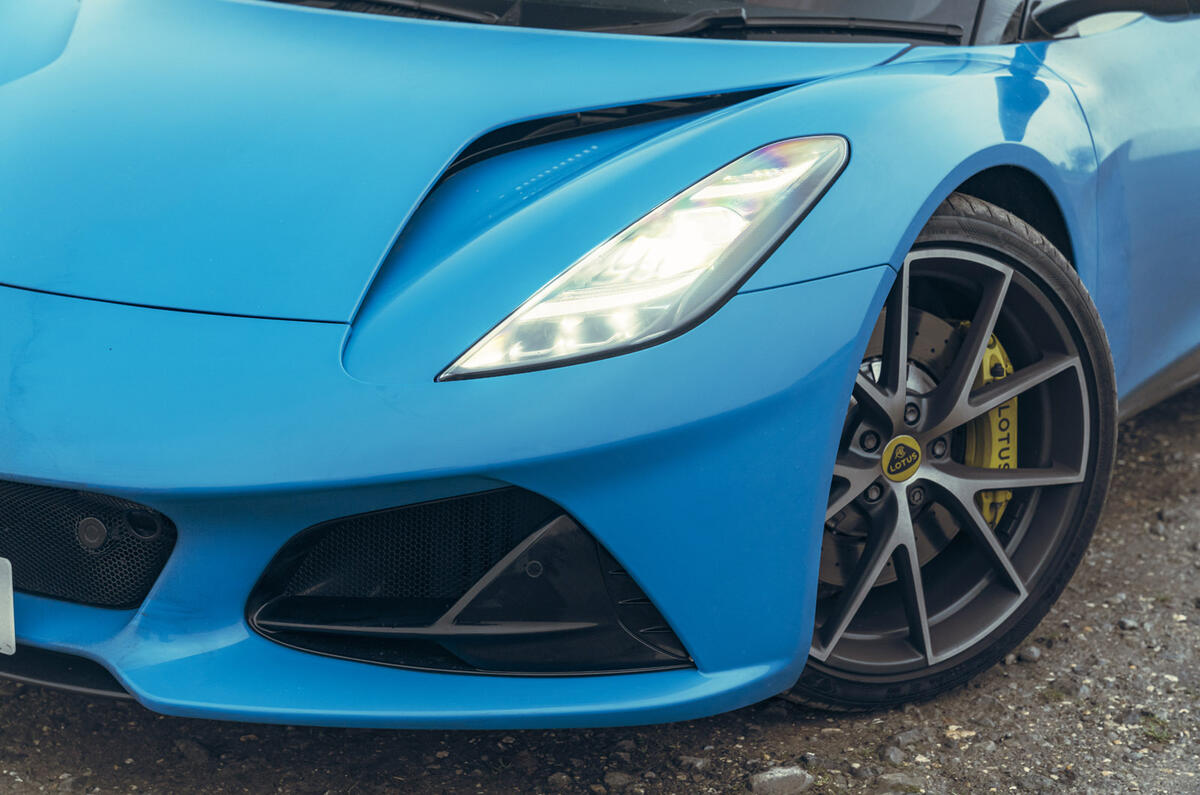 06 Lotus Emira V6 2025 Autocar road test review headlight wheel