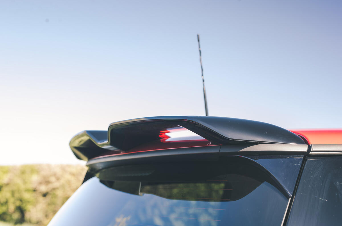 06 Mini John Cooper Works 2025 Autocar road test review spoiler