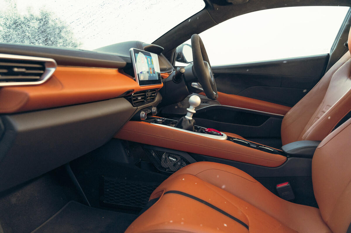 08 Lotus Emira V6 2025 Autocar road test review front seats