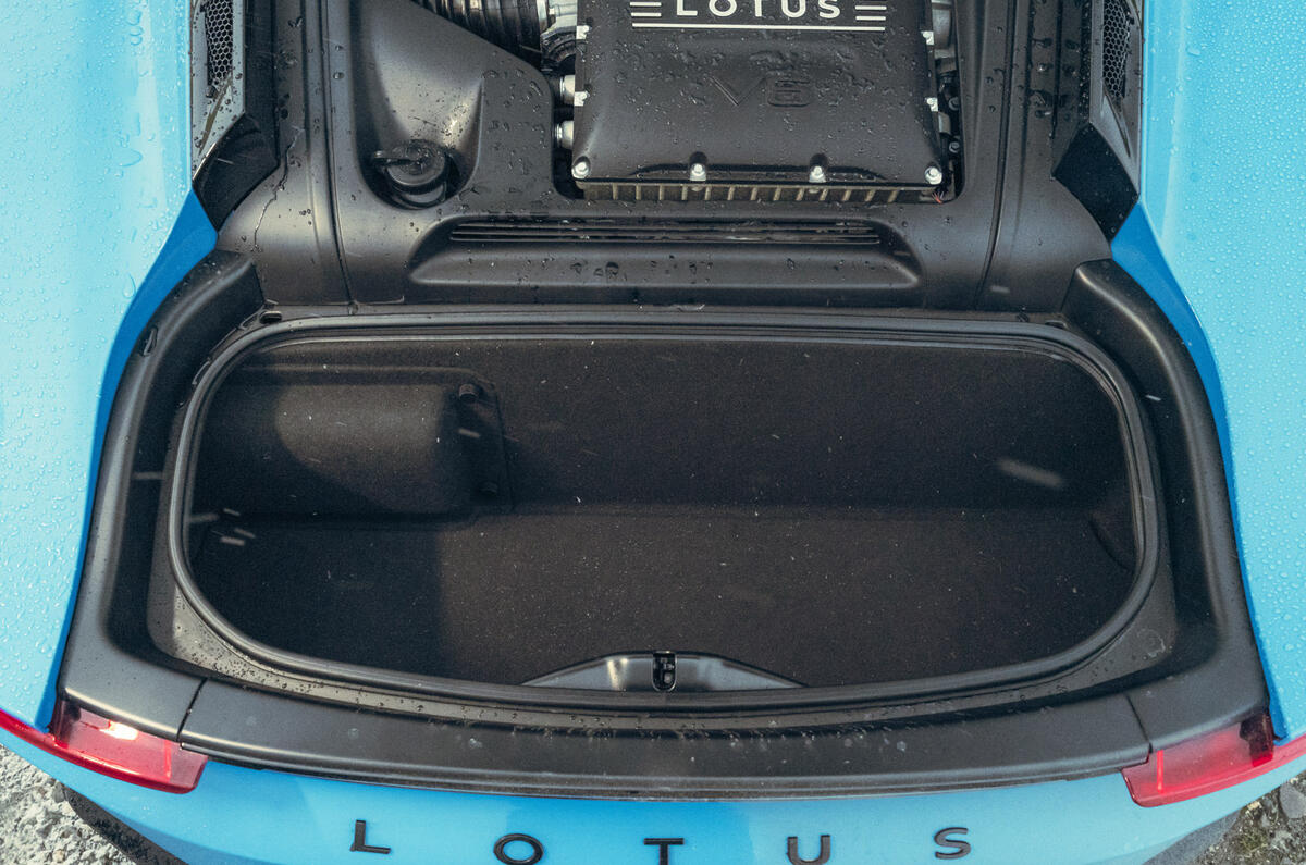 09 Lotus Emira V6 2025 Autocar road test review boot
