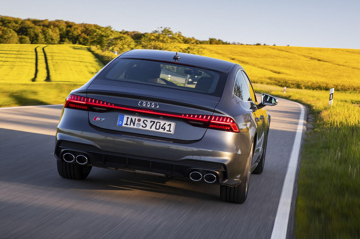 Audi S7 Sportback TDI 2020 road test review - on the road rear Audi S7 Sportback TDI 2020 road test review - on the road rear