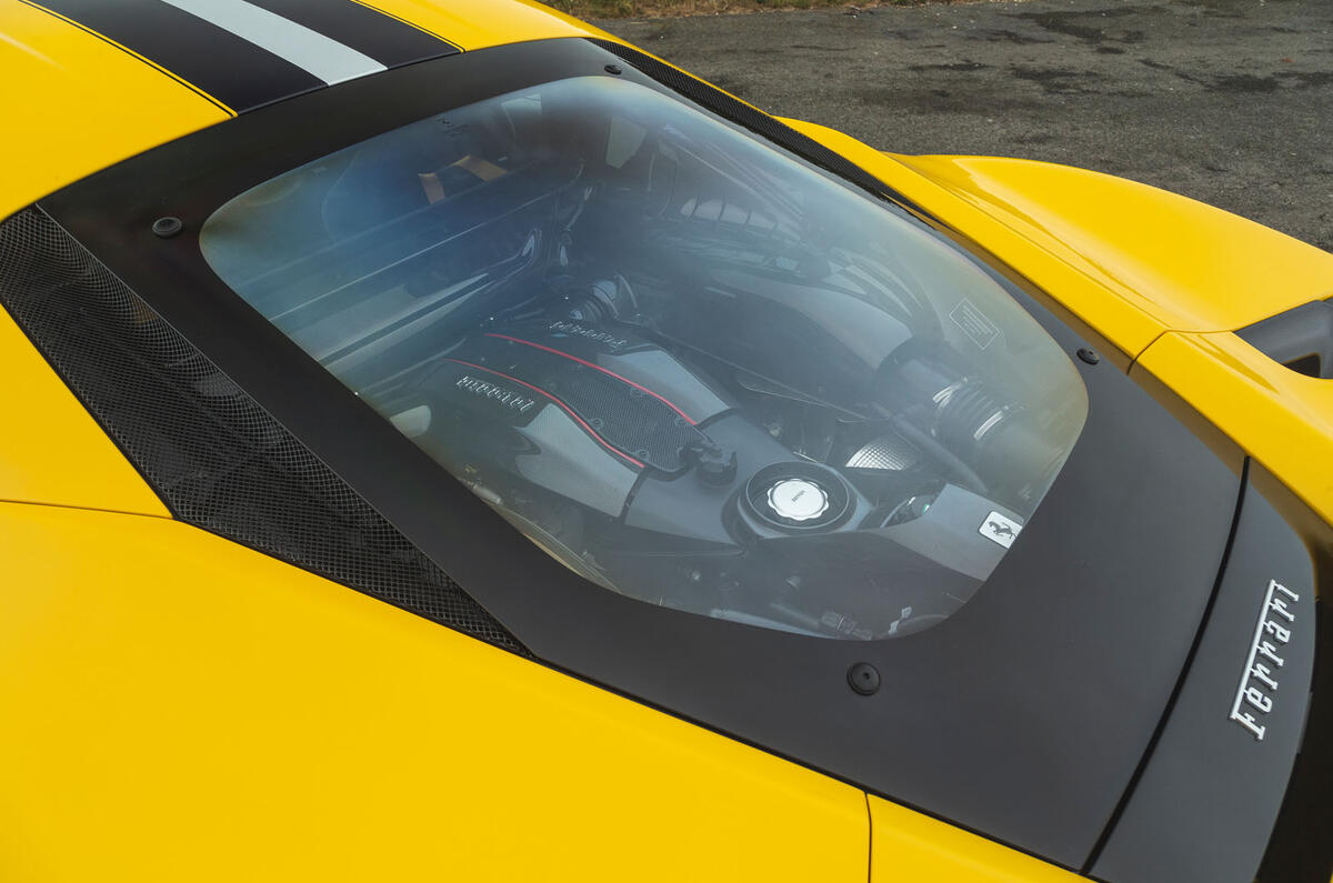 Ferrari 488 Pista 2019 road test review - engine cover