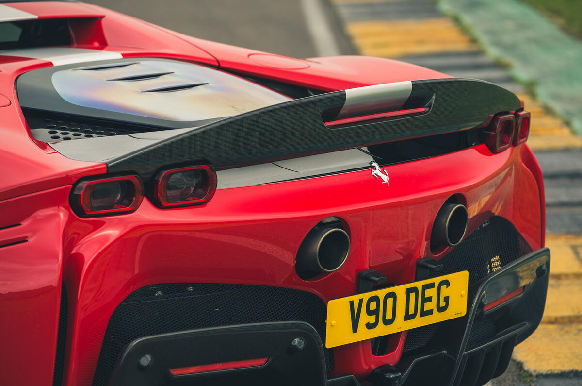 10 Ferrari SF90 Stradale 2021 road test review rear spoiler