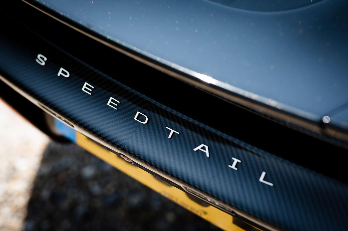 McLaren Speedtail 2020 UK first drive review - rear badge