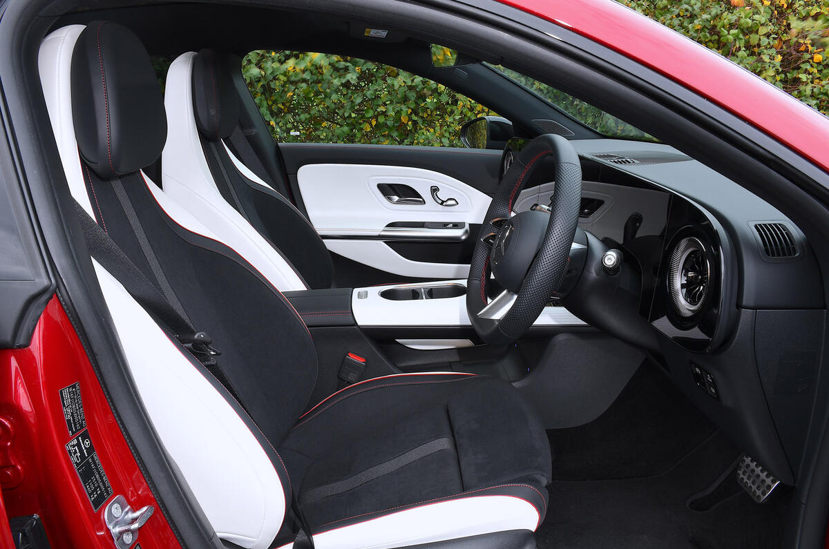 10 Mercedes Benz CLA EV 2026 Autocar road test review front seats