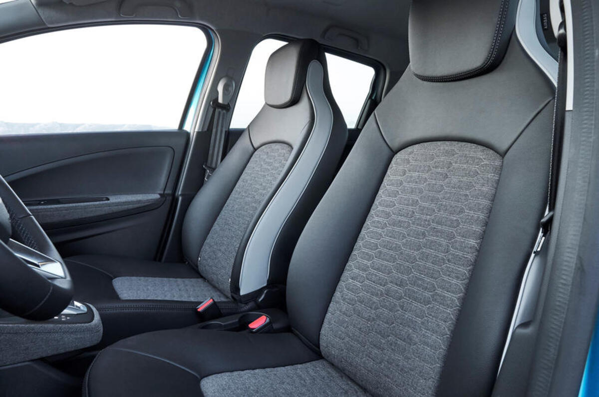 Renault Zoe 2020 road test review - front seats