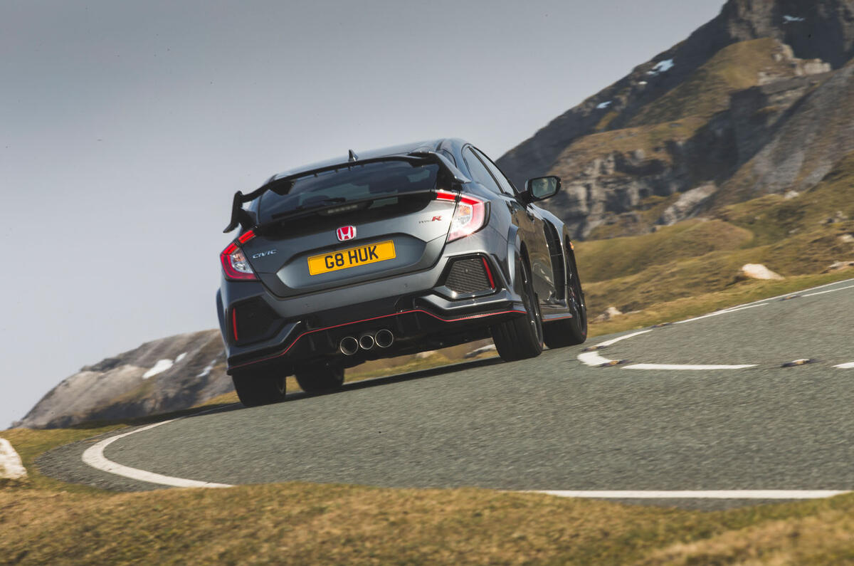 Honda Civic Type R 2019 road test review - cornering rear