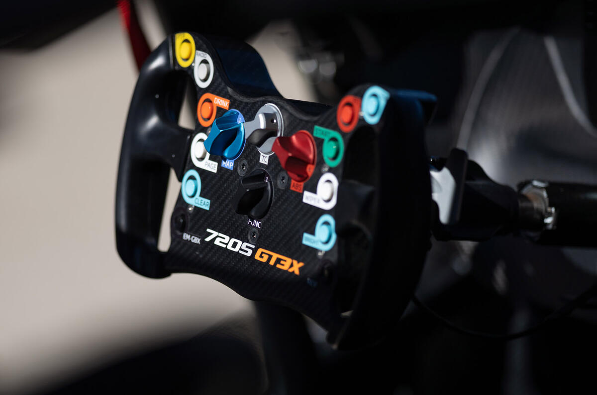 11 McLaren 720S GT3X 2021 first drive review steering wheel