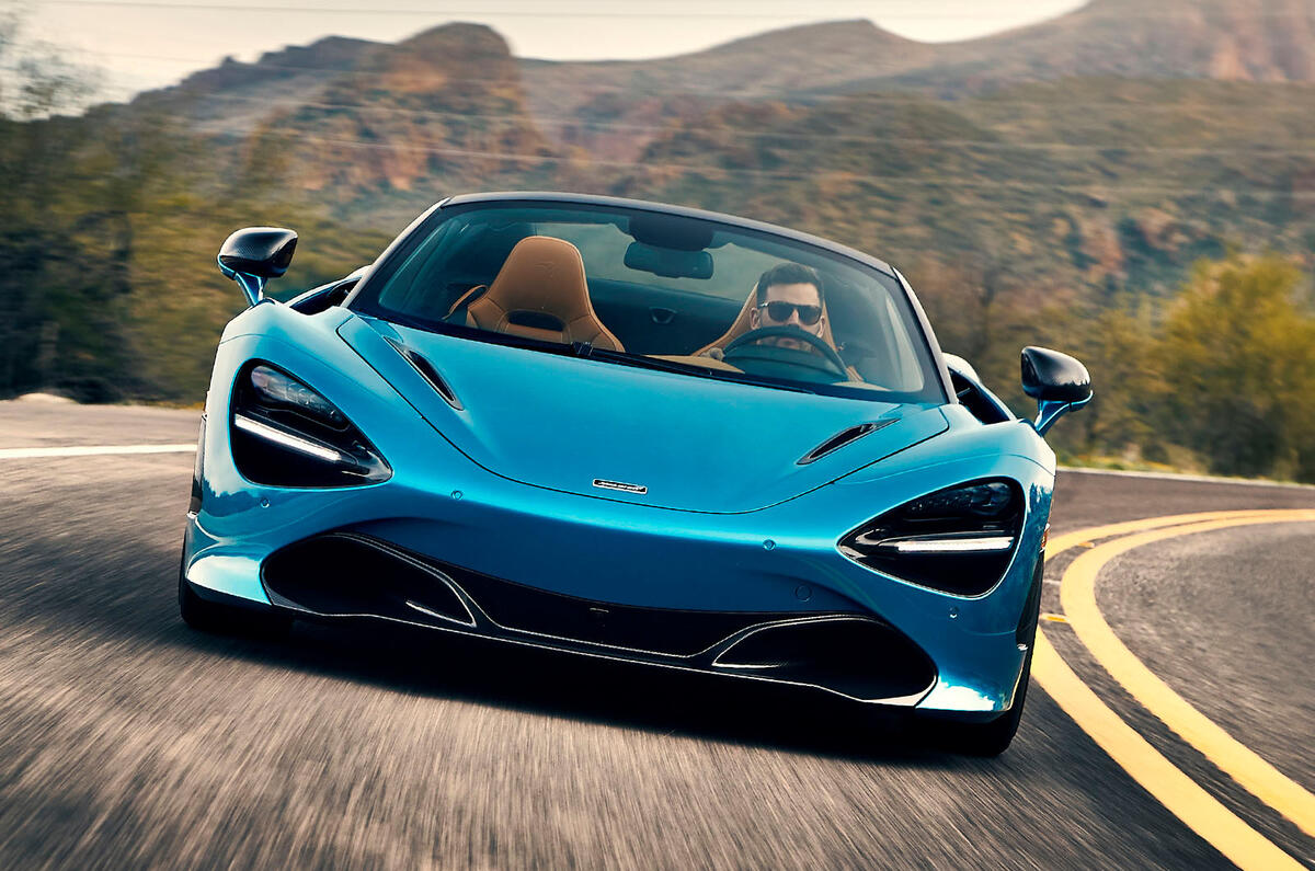 McLaren 720S Spider 2019 road test review - on the road nose