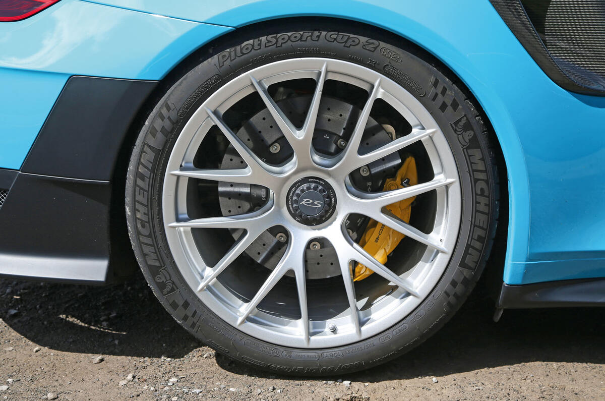 Porsche 911 GT2 RS 2018 road test review rear alloys