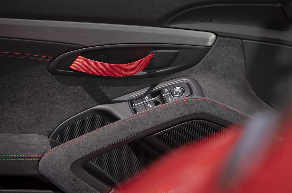 Porsche 718 Cayman GT4 2019 road test review - door pulls
