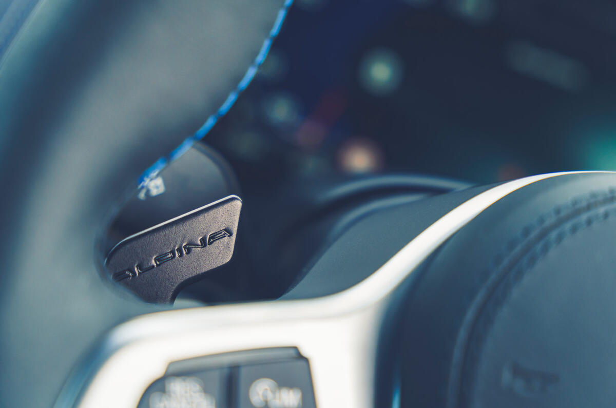 12 Alpina B8 Gran Coupe 2021 road test review paddles