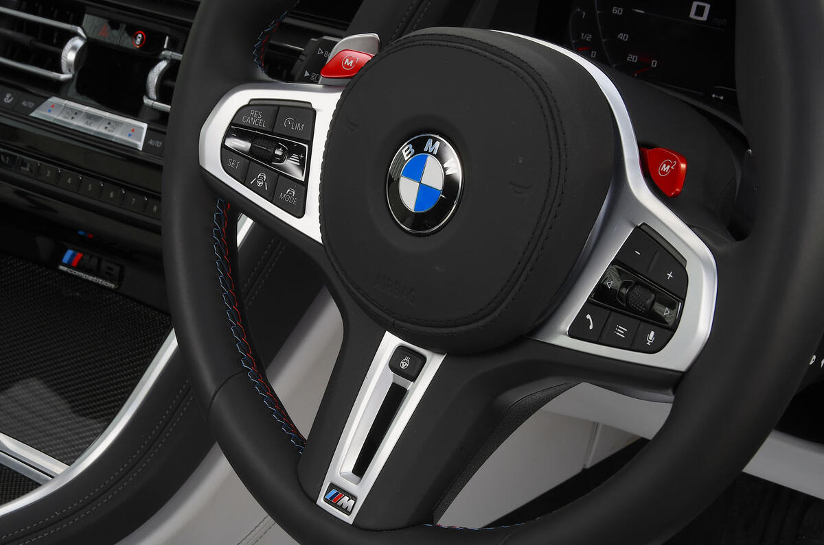 BMW M8 Competition coupe 2020 road test review - steering wheel BMW M8 Competition coupe 2020 road test review - steering wheel