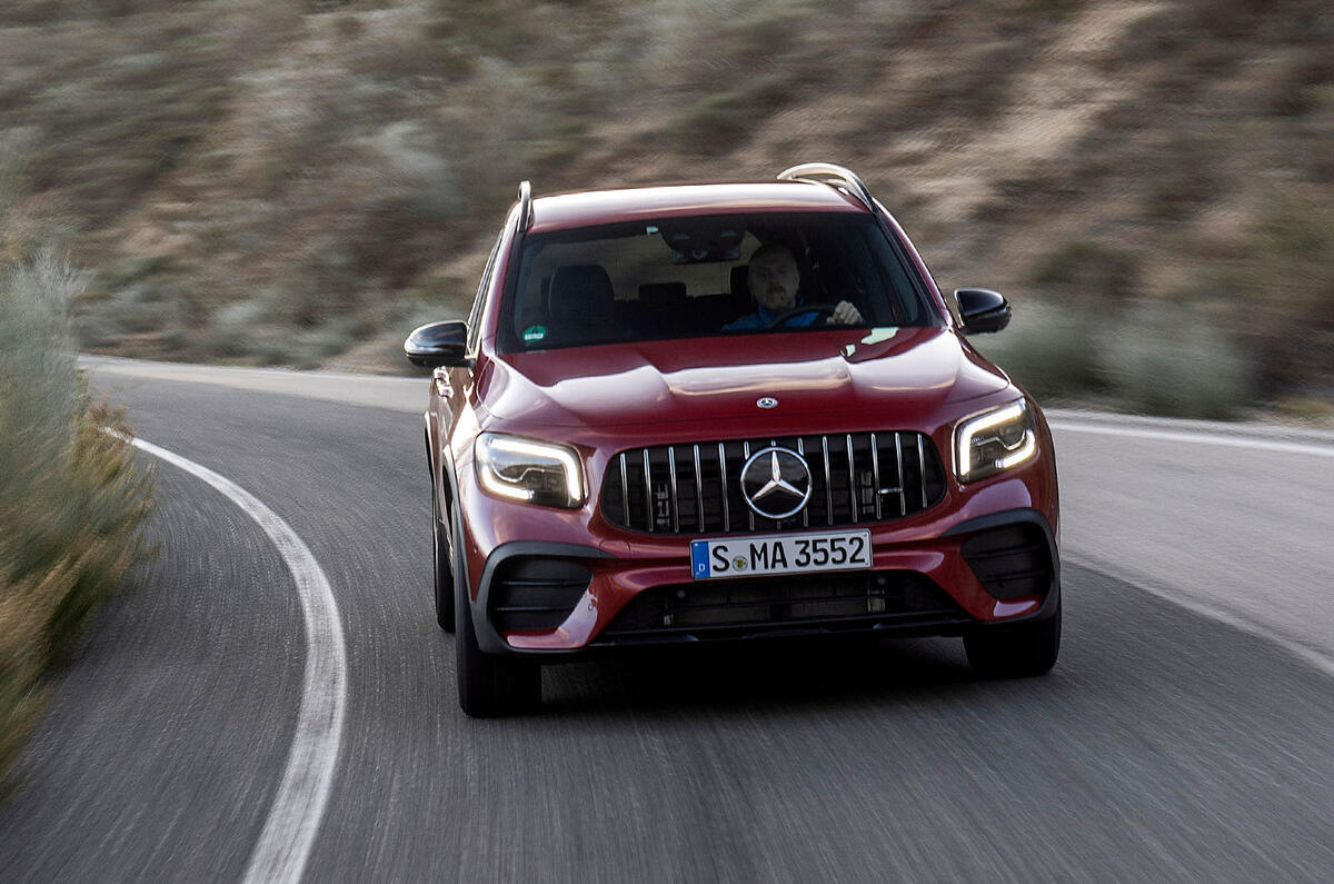 Mercedes-AMG GLB 35 2020 road test review - cornering front