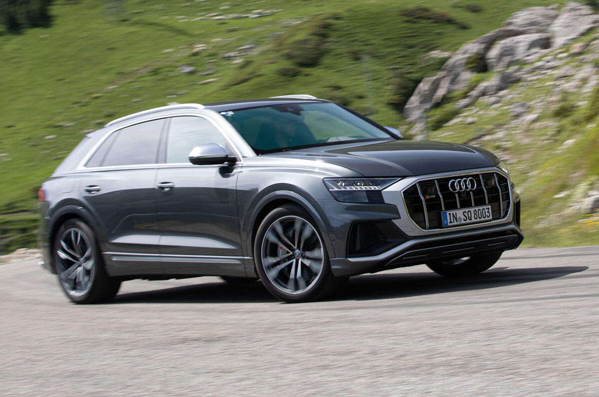 Audi SQ8 2019 road test review - cornering front