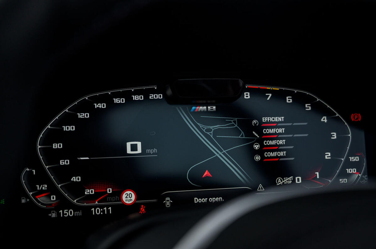 BMW M8 Competition convertible 2020 road test review - instruments BMW M8 Competition convertible 2020 road test review - instruments
