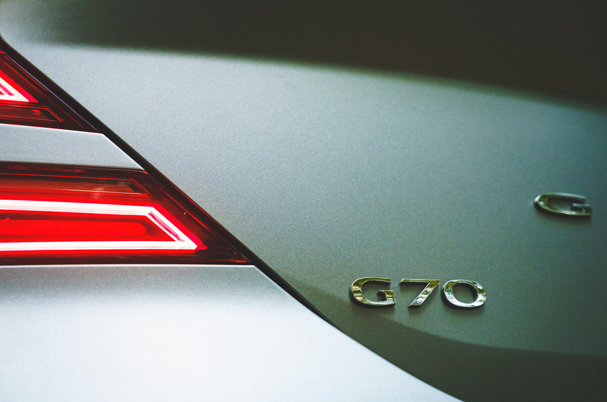 13 Genesis G70 2021 road test review rear badge