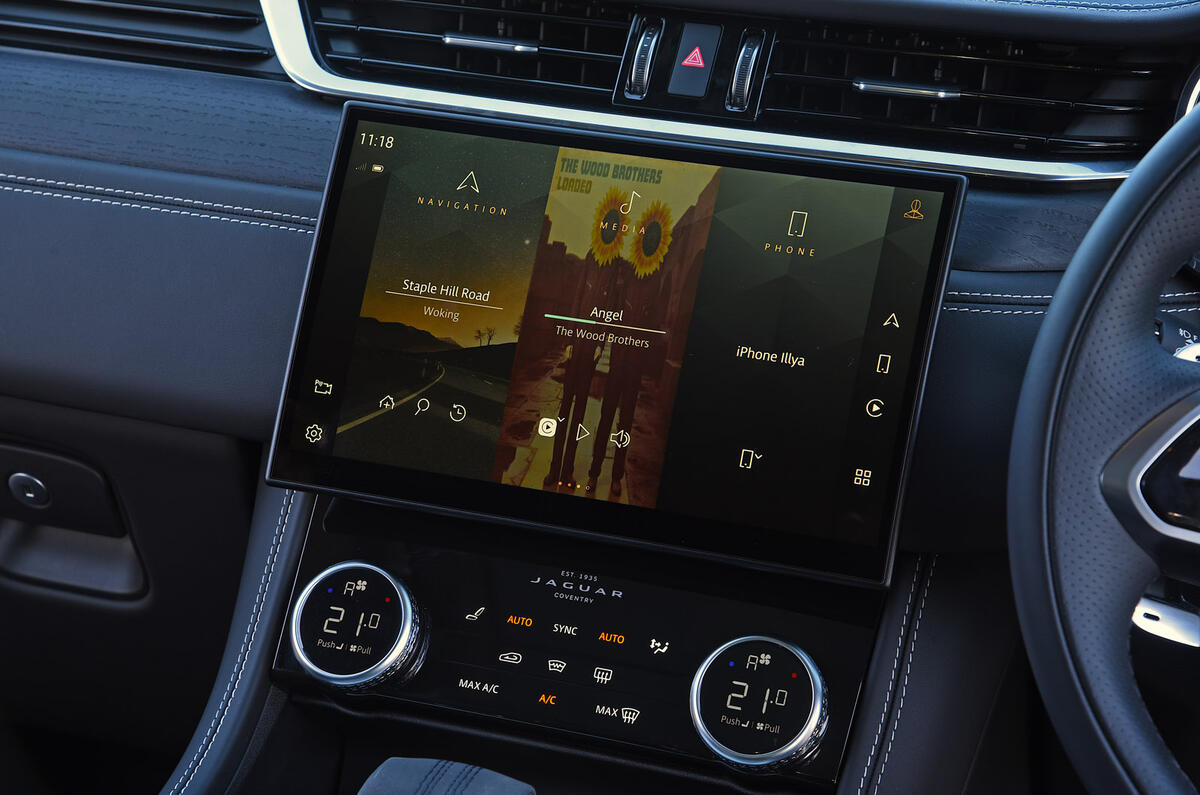 13 Jaguar F Pace P400e 2021 road test review infotainment