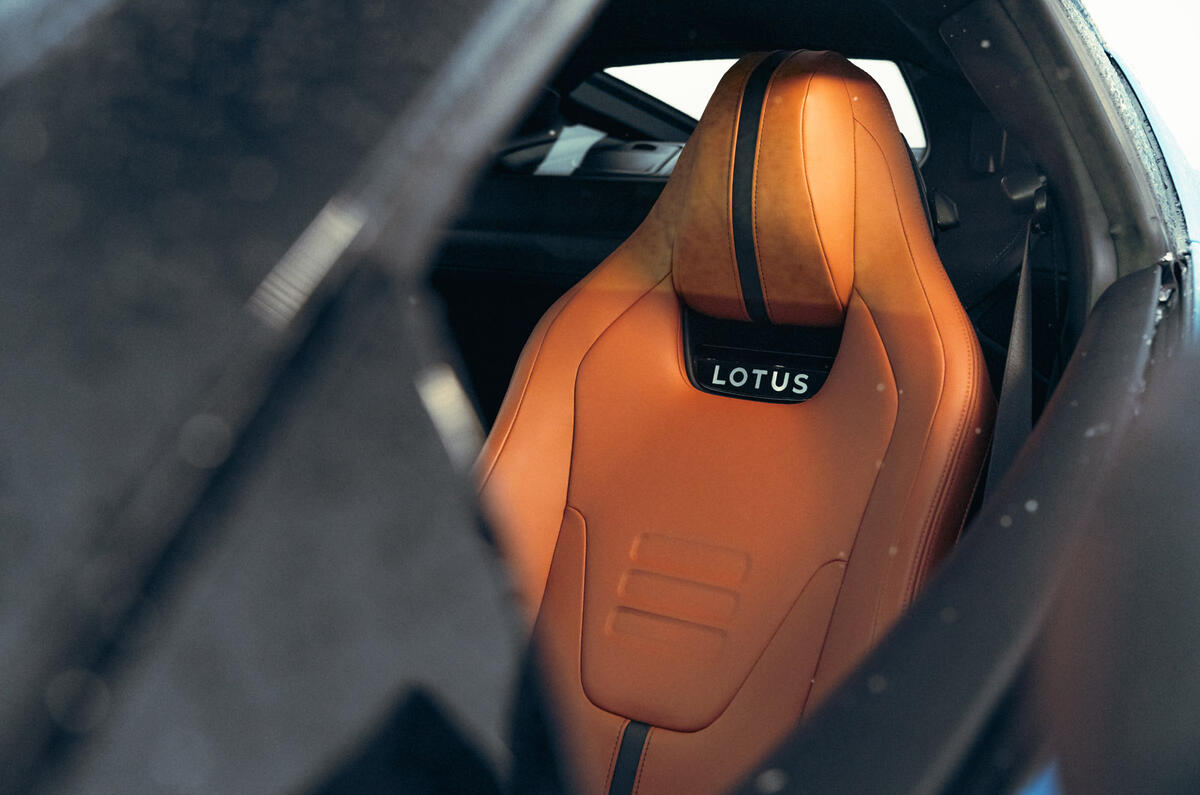 13 Lotus Emira V6 2025 Autocar road test review seat detail