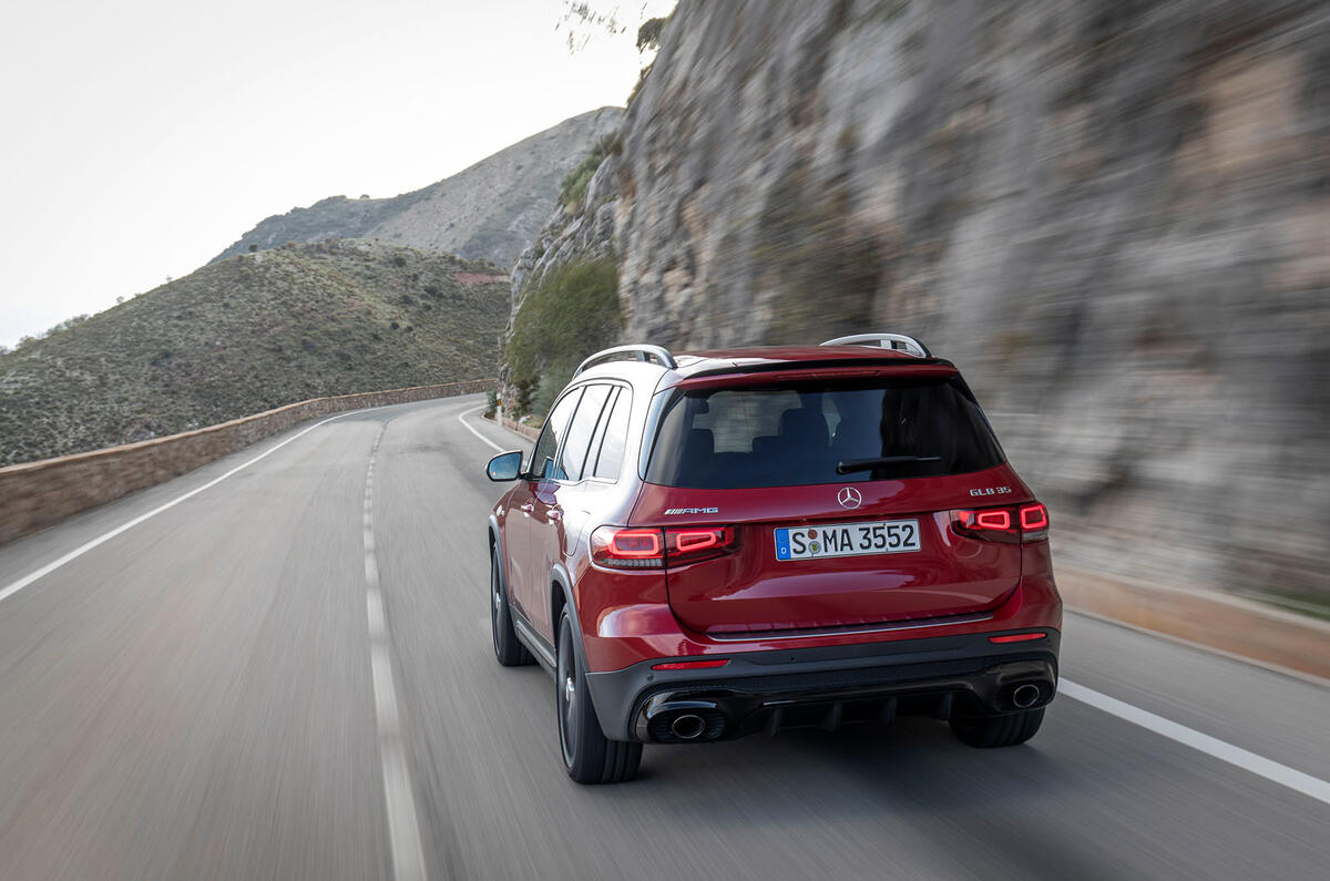 Mercedes-AMG GLB 35 2020 road test review - cornering rear