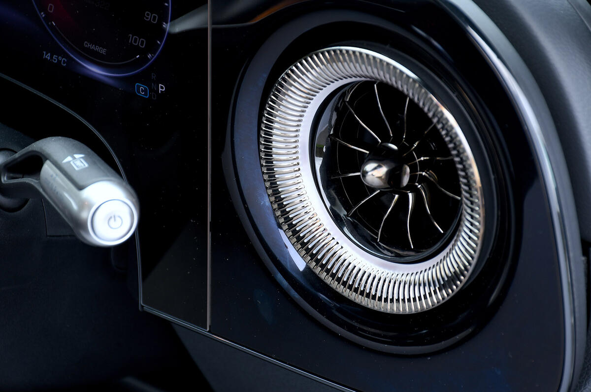 13 Mercedes Benz CLA EV 2026 Autocar road test review air vent drive selector