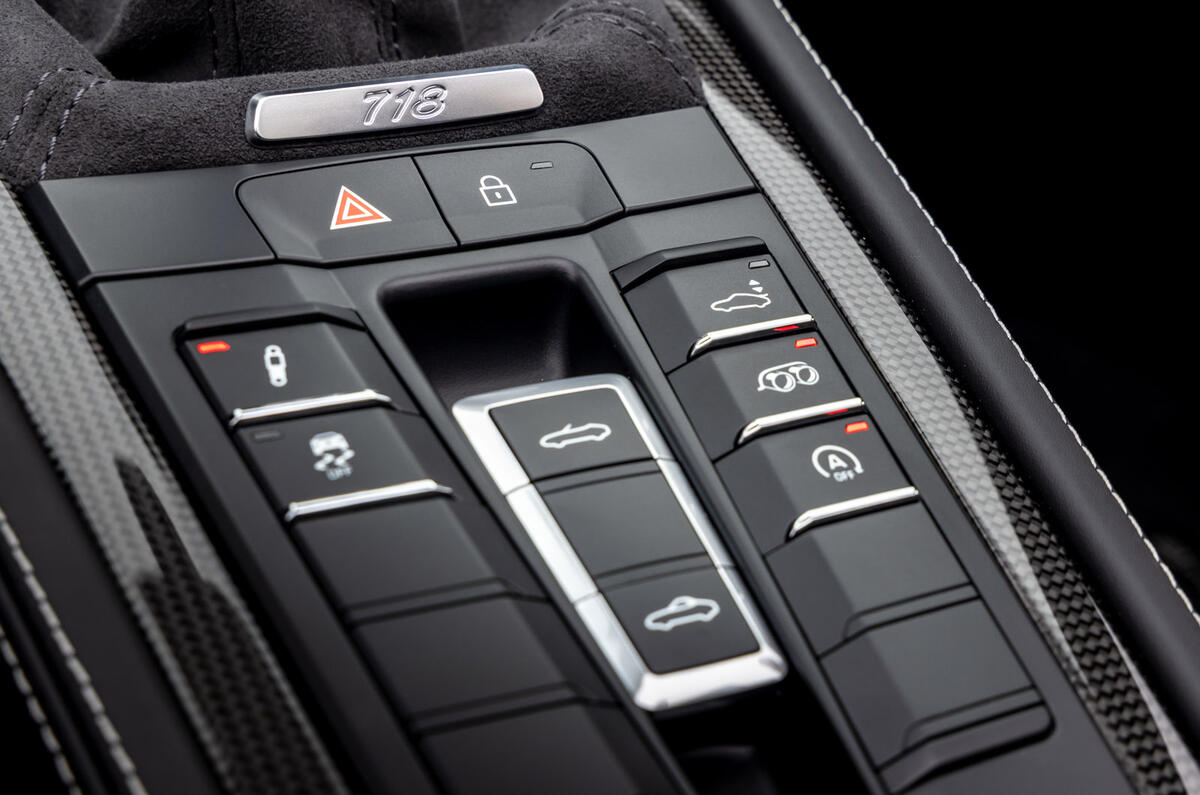 Porsche 718 Boxster GTS 4.0 2020 road test review - drive mode buttons Porsche 718 Boxster GTS 4.0 2020 road test review - drive mode buttons
