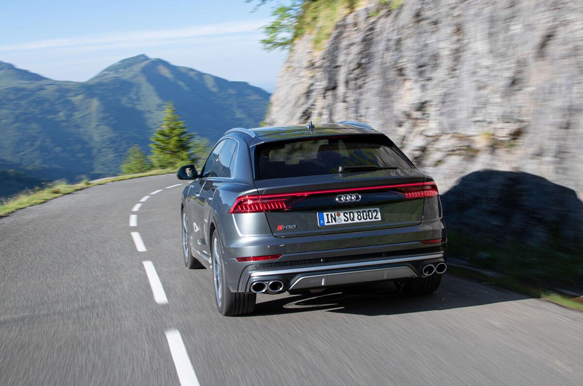 Audi SQ8 2019 road test review - cornering rear