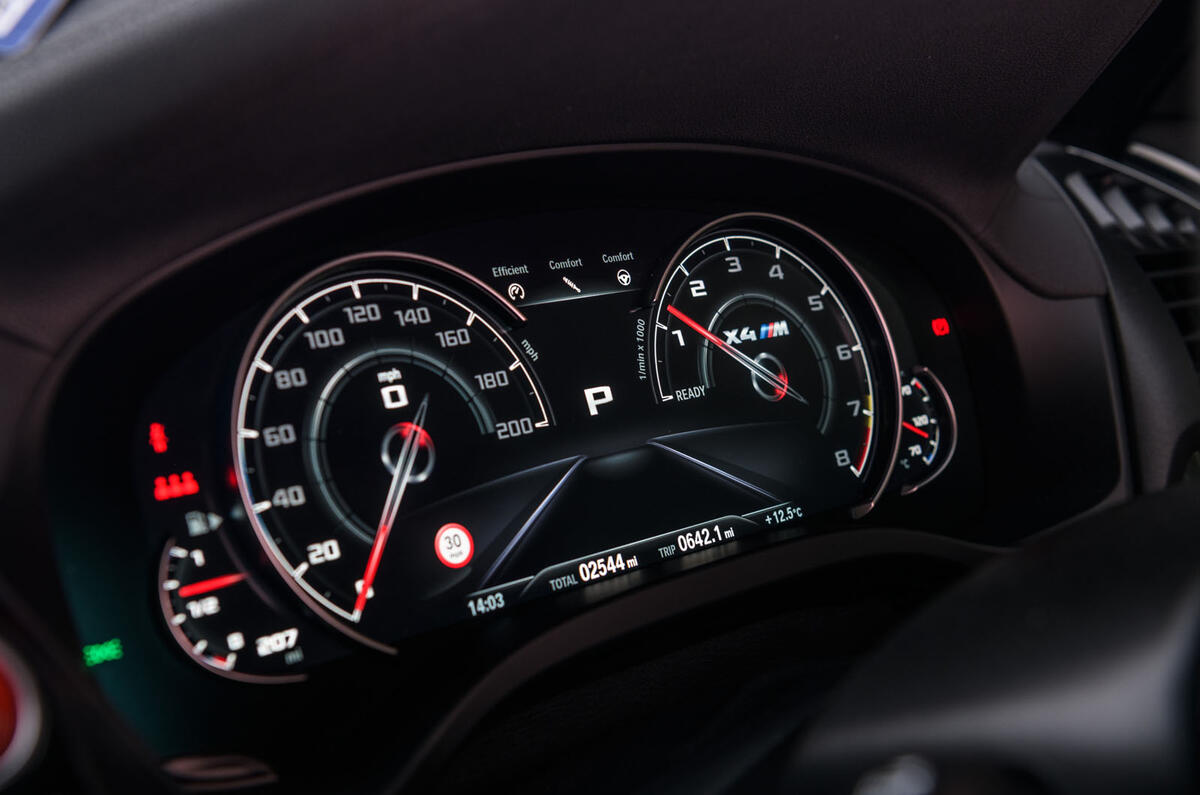 BMW X4 M Competition 2019 road test review - instruments