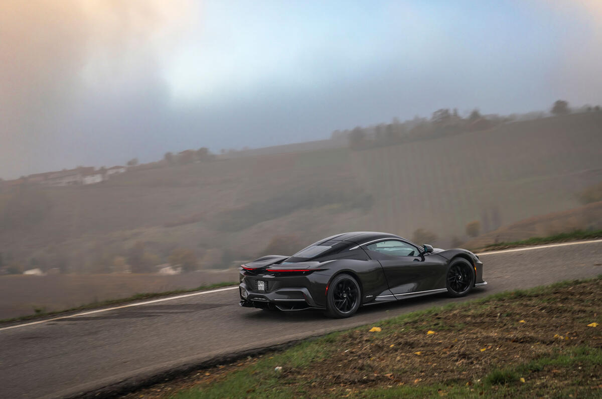 14 Pininfarina Battista 2021 first drive review road rear 14 Pininfarina Battista 2021 first drive review road rear