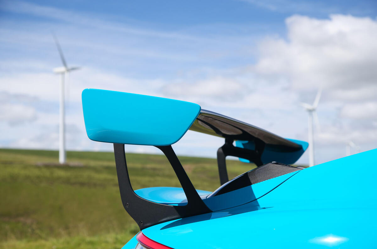 Porsche 911 GT2 RS 2018 road test review spoiler side