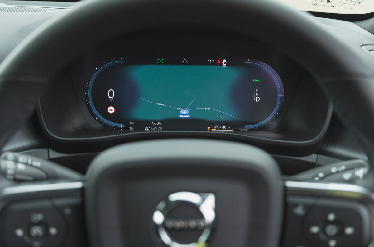 14 Volvo C40 Recharge RoadTest 2022 gauge cluster