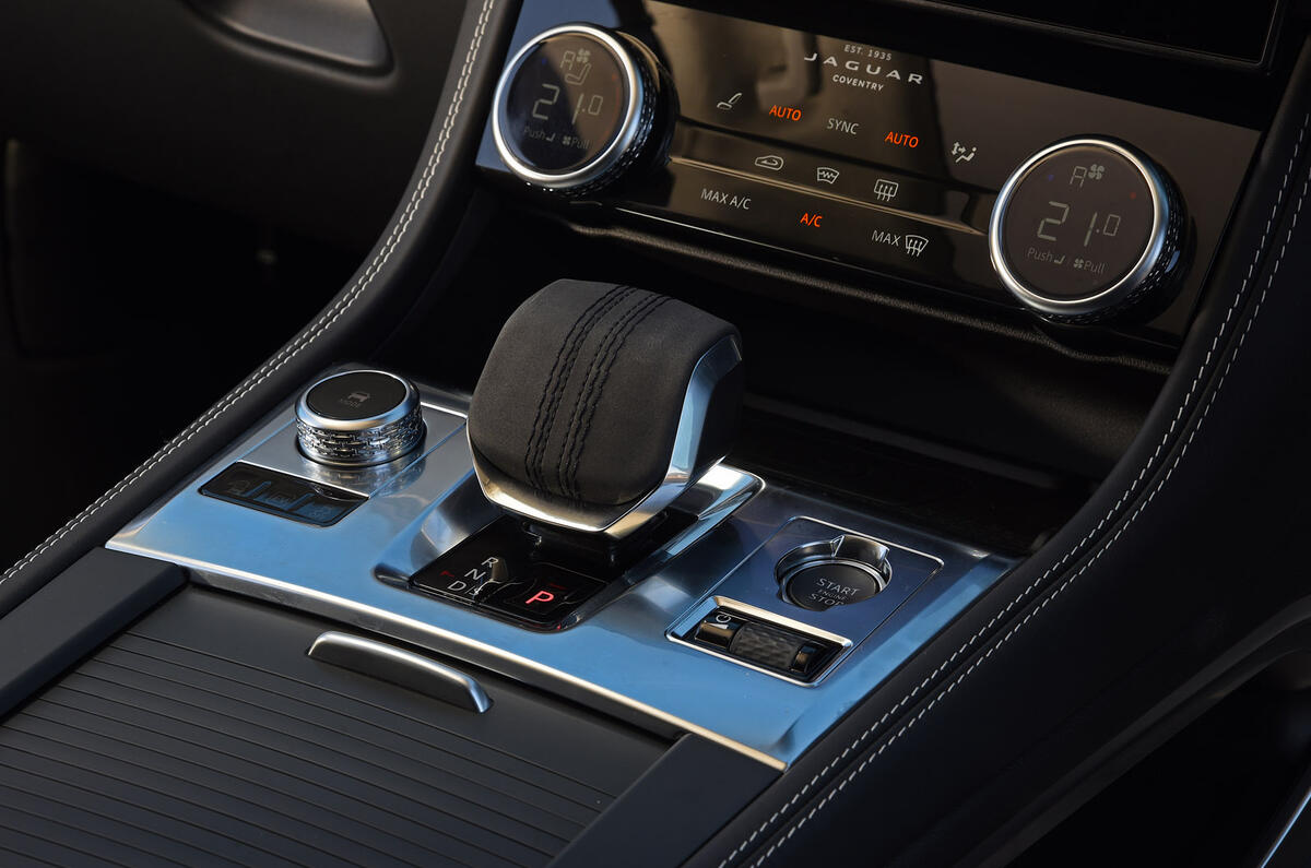 15 Jaguar F Pace P400e 2021 road test review gearstick