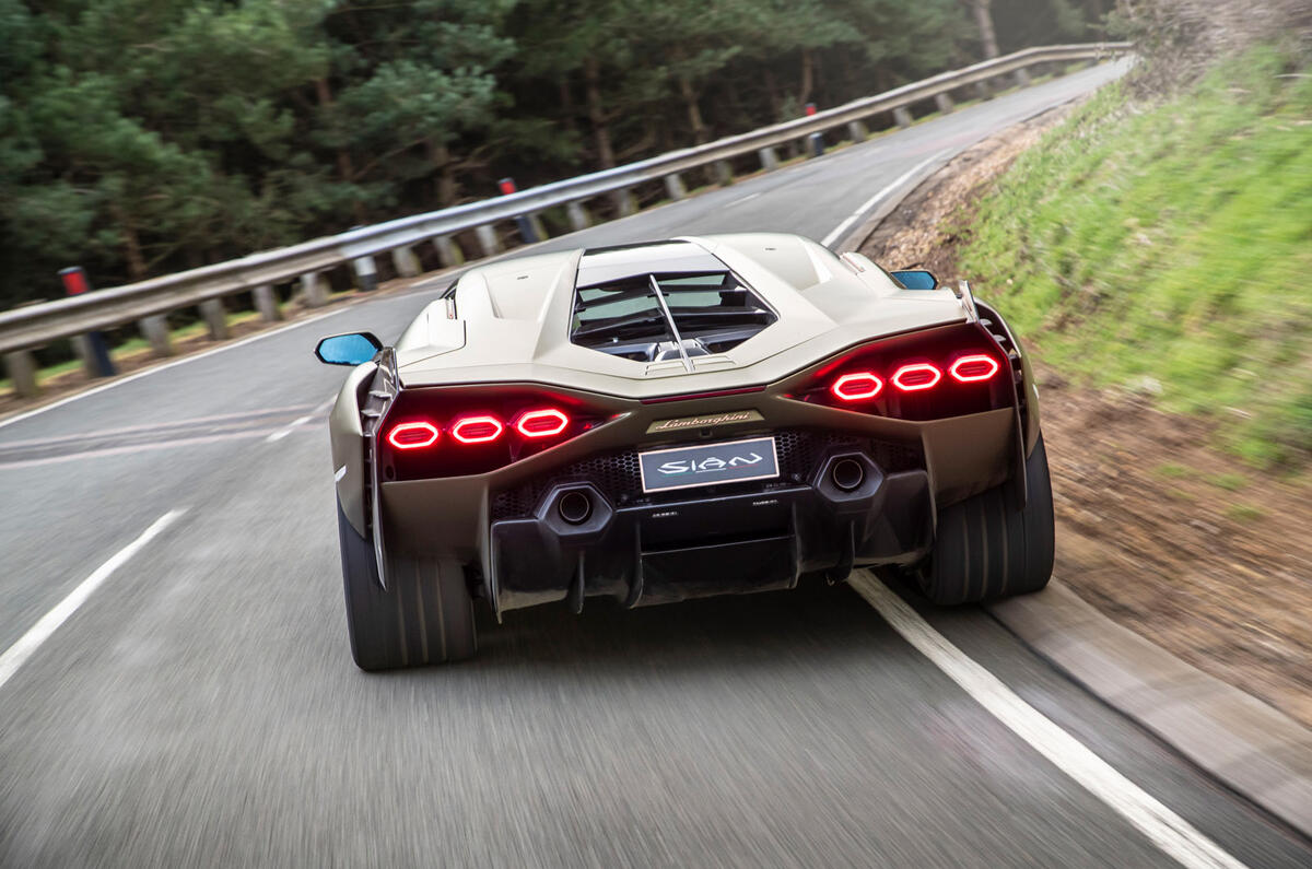 15 lamborghini sian 2021 uk first drive review on road rear 15 lamborghini sian 2021 uk first drive review on road rear