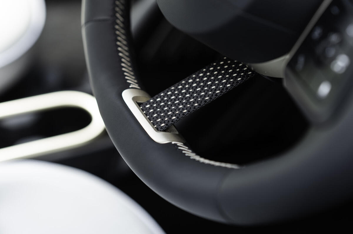 15 Mini Cooper E Electric 2024 review steering wheel spoke strap