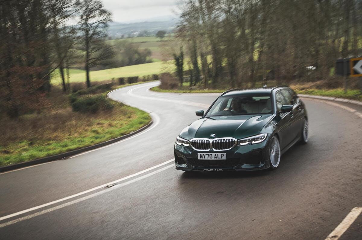 16 alpina d3 touring 2021 uk first drive review cornering front 16 alpina d3 touring 2021 uk first drive review cornering front
