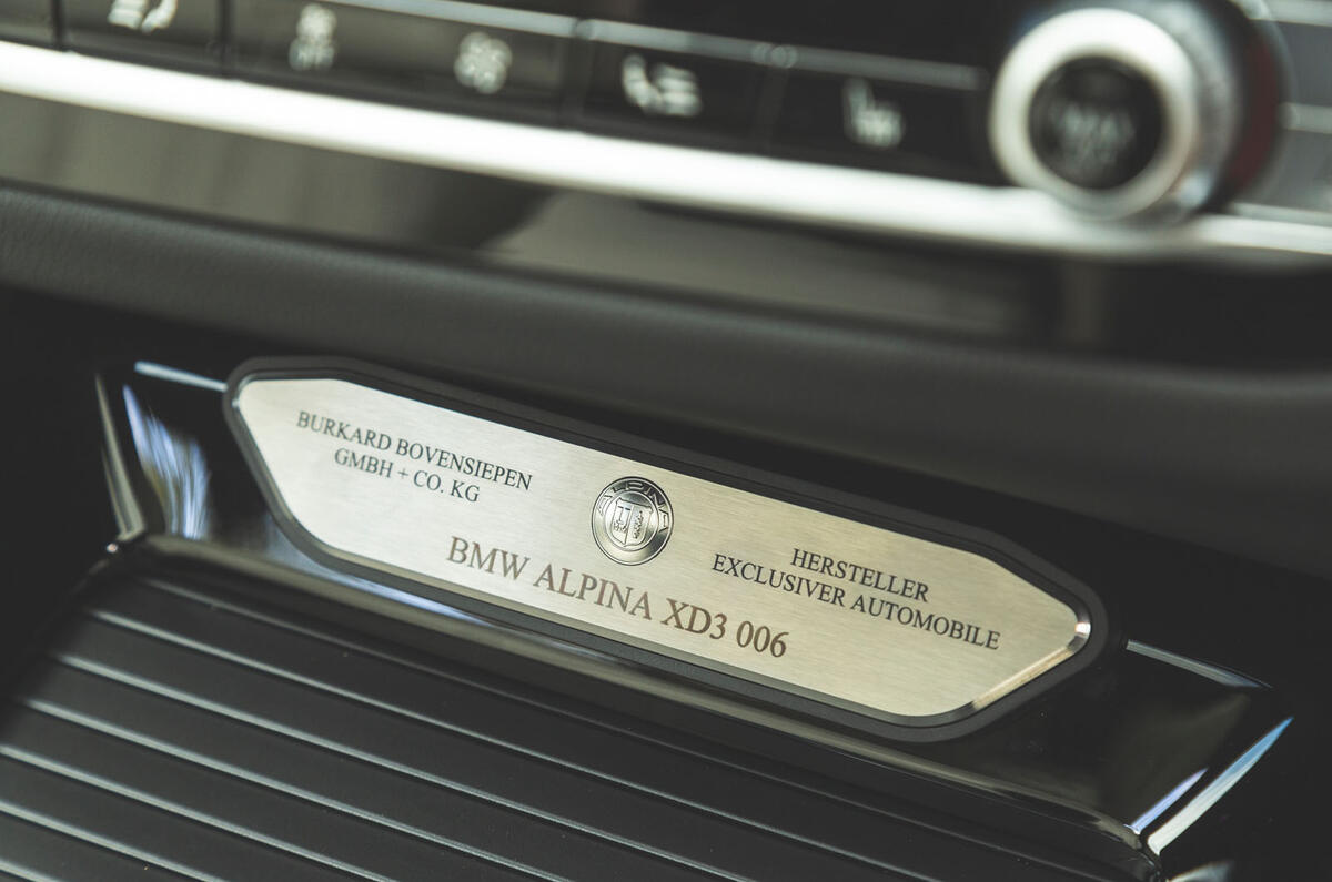 Alpina XD3 2019 UK road test review - plaque