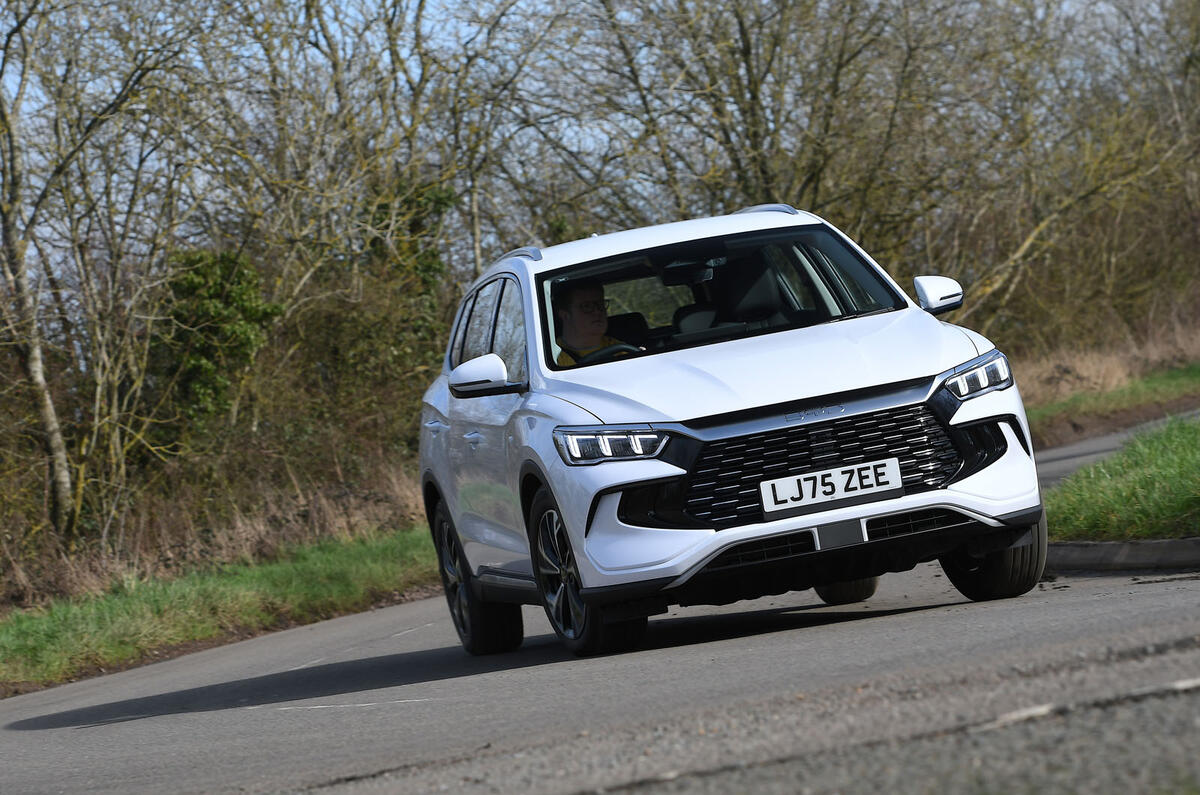 16 BYD Sealion 5 dm i autocar road test review front cornering